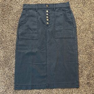 Sundance Navy Button-Accent Pencil Skirt